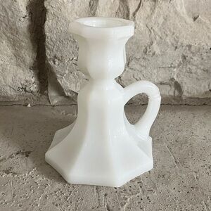 Vintage Milk Glass Anchor Hocking Octagonal Candle Holder